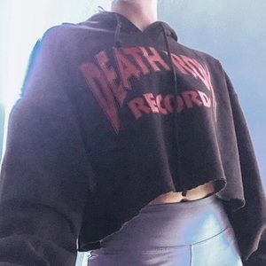 death row records cropped hoody